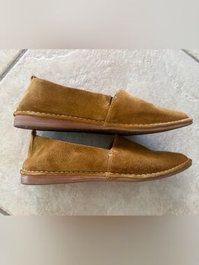 Suede Slip-On Loafers in Cognac Brown